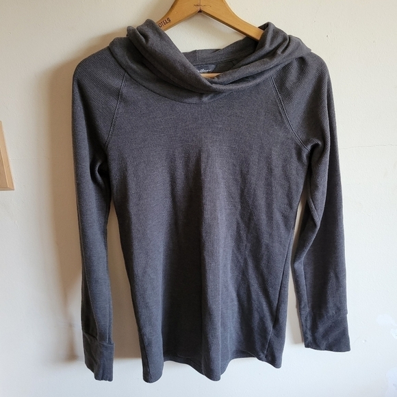 EDDIE Bauer Thermal Cowl Neck Long Dleeve Shirt Gray Medium - Picture 1 of 8